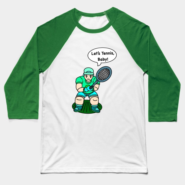 Let's tennis, Baby! green Baseball T-Shirt by Andrew Hau